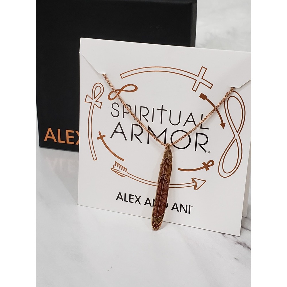 ALEX AND ANI HAWK FEATHER SPIRITUAL ARMOR ADJUSTABLE NECKLACE GOLD TONE